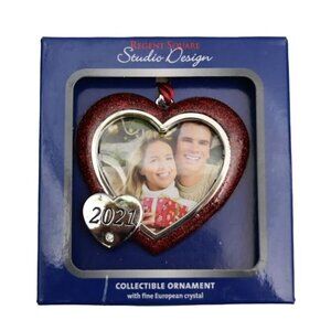 Regent Studio Heart Photo Ornament 2012 Red Enamel Rhinsetone